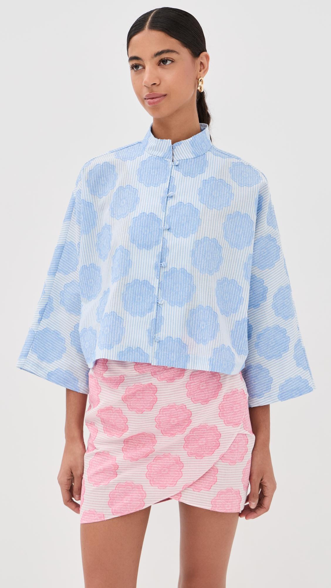 mod flower blue everyday shirt
