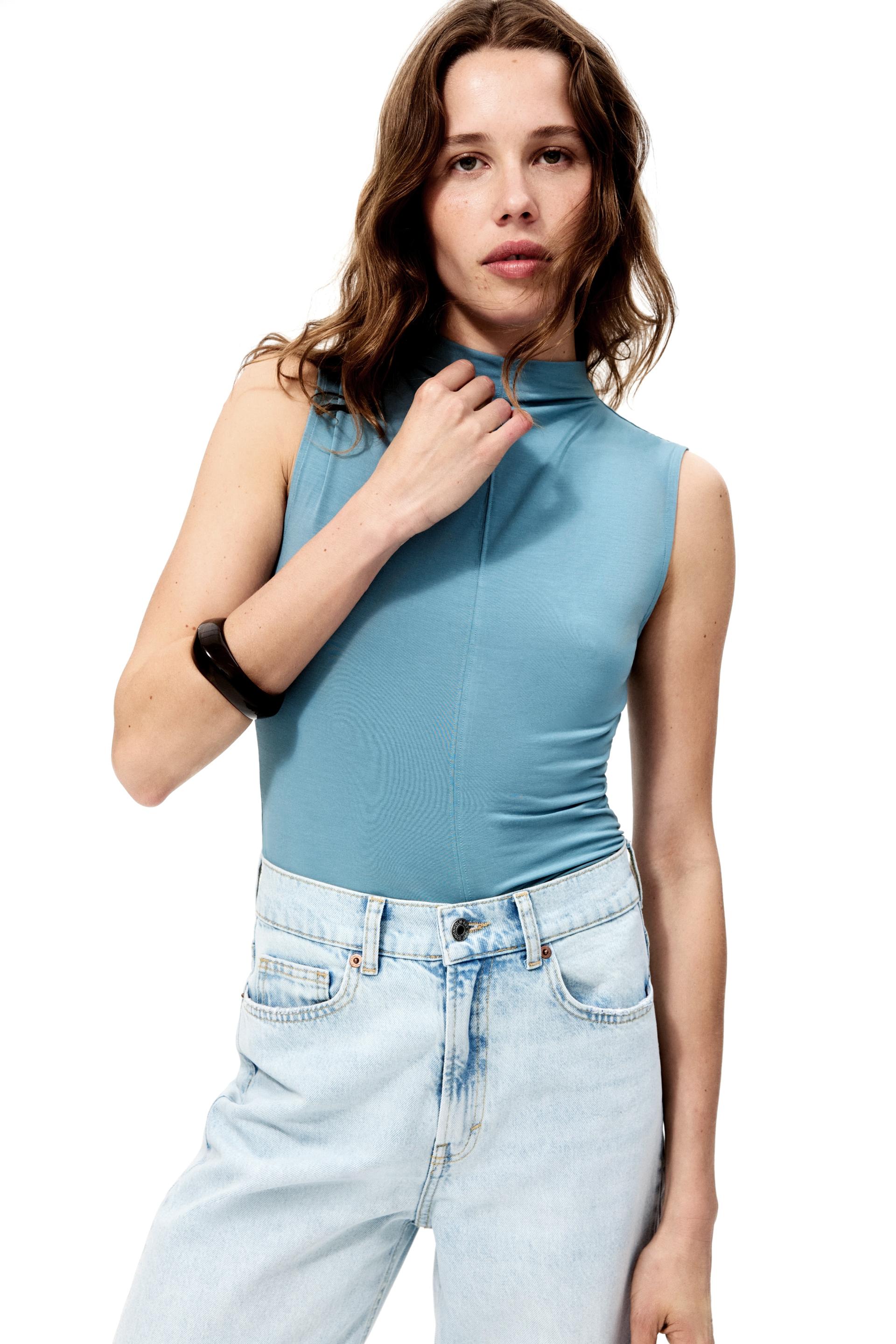modal-blend mock turtleneck top