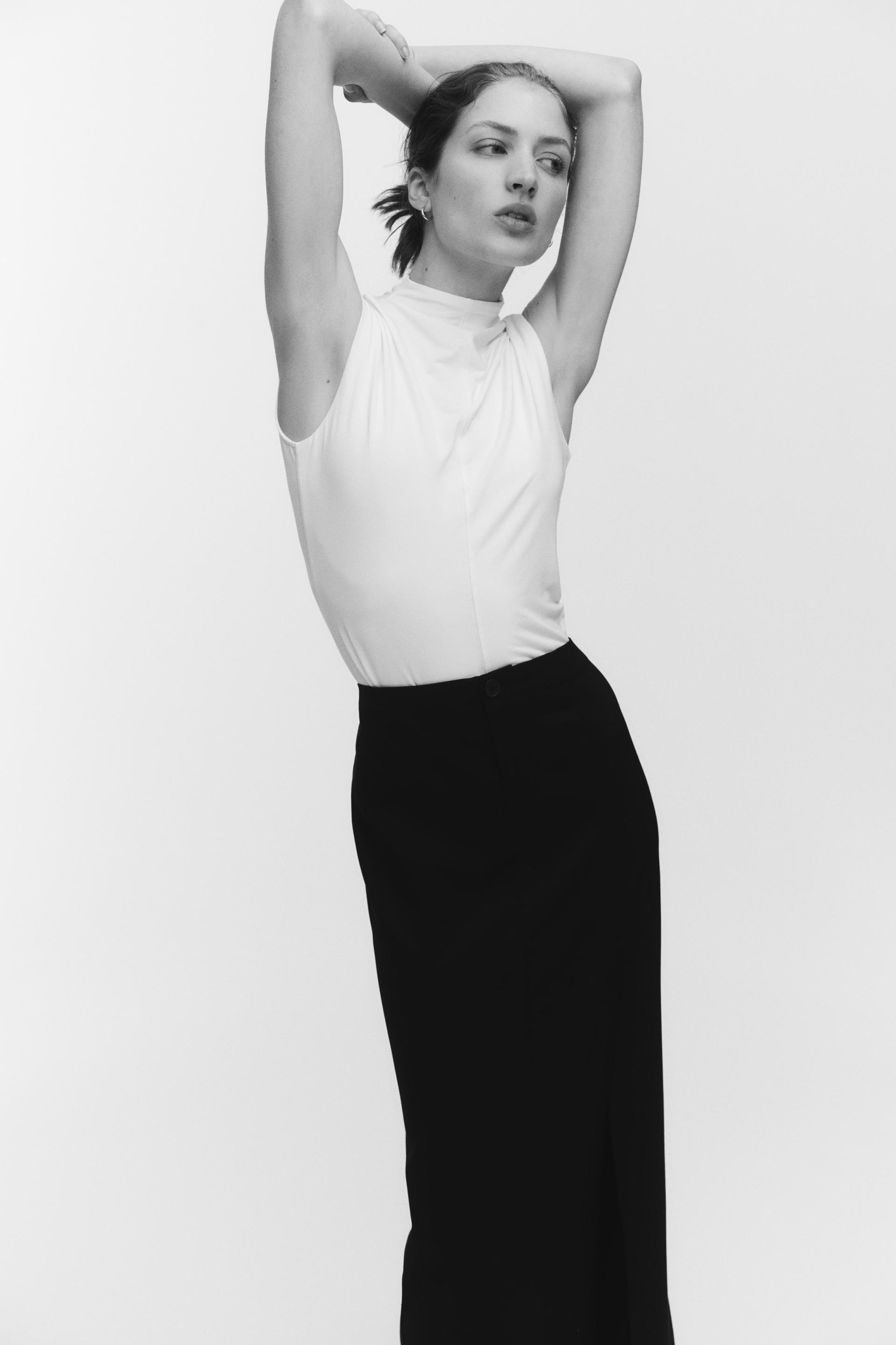 modal-blend mock turtleneck top