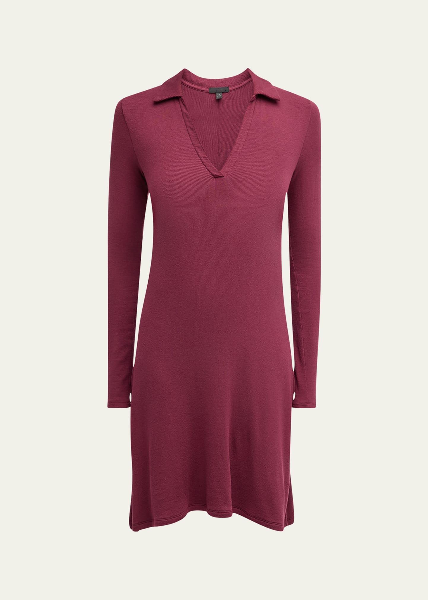 modal rib split-neck dress