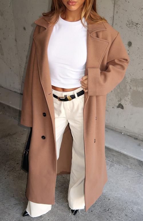 modern edge oversized coat caramel