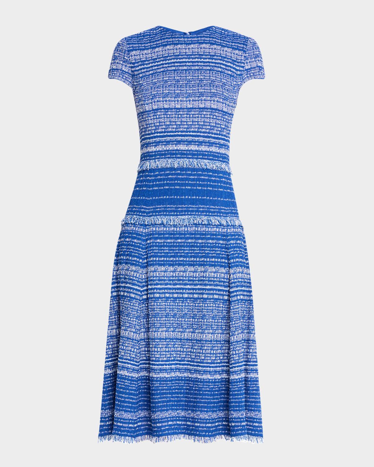 modern-fit melange tweed knit midi dress