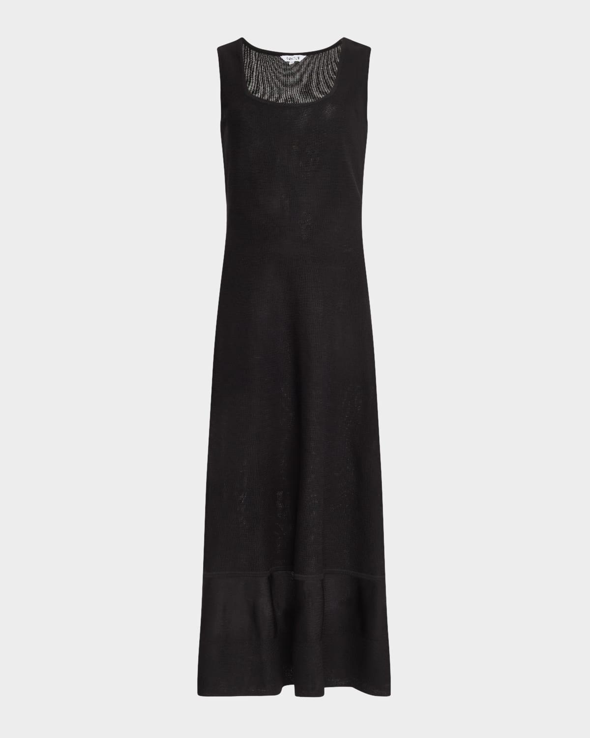 modern-fit sheer inset knit midi dress