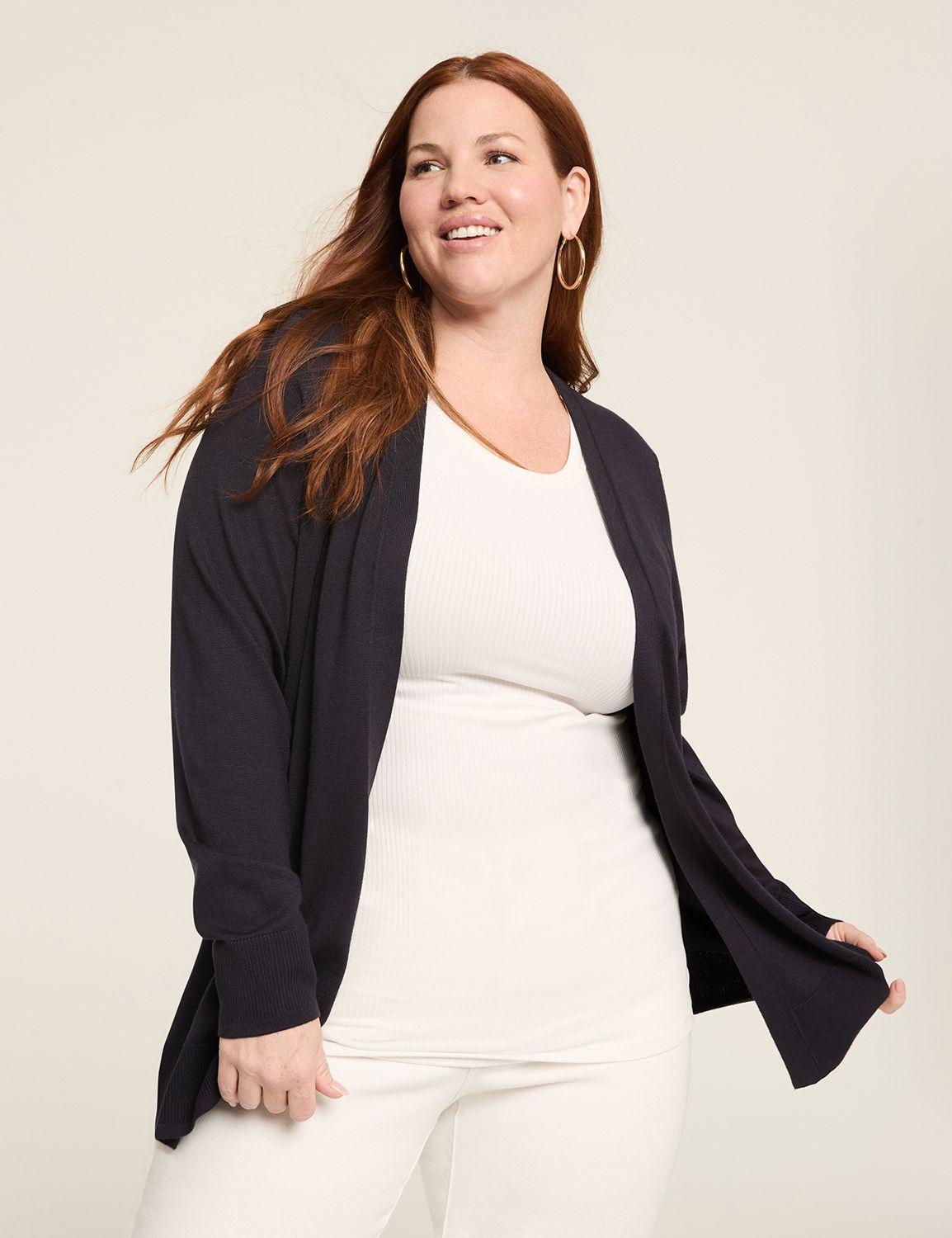 modern long-sleeve open-front cardigan
