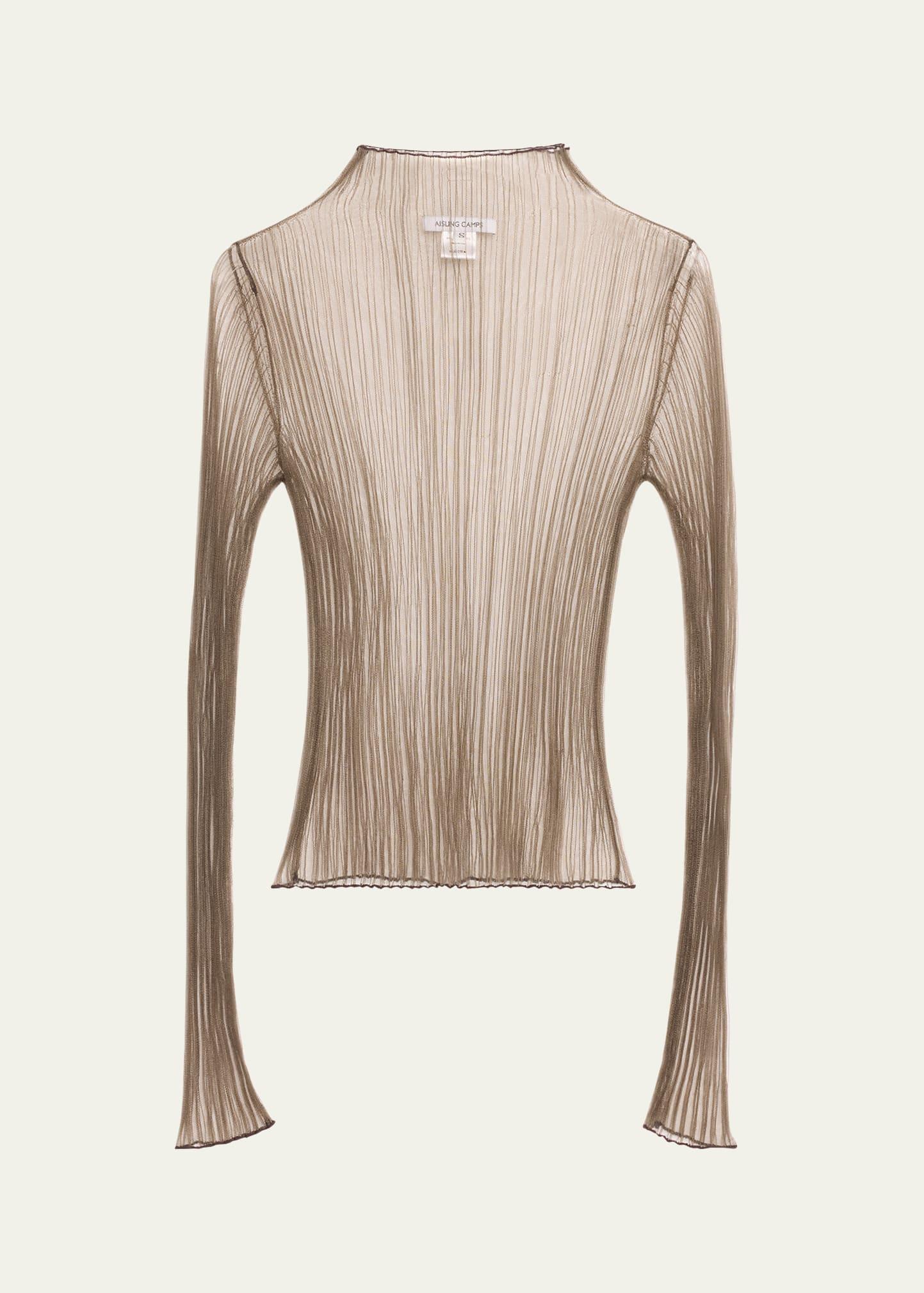 modern mist translucent ribbed turtleneck