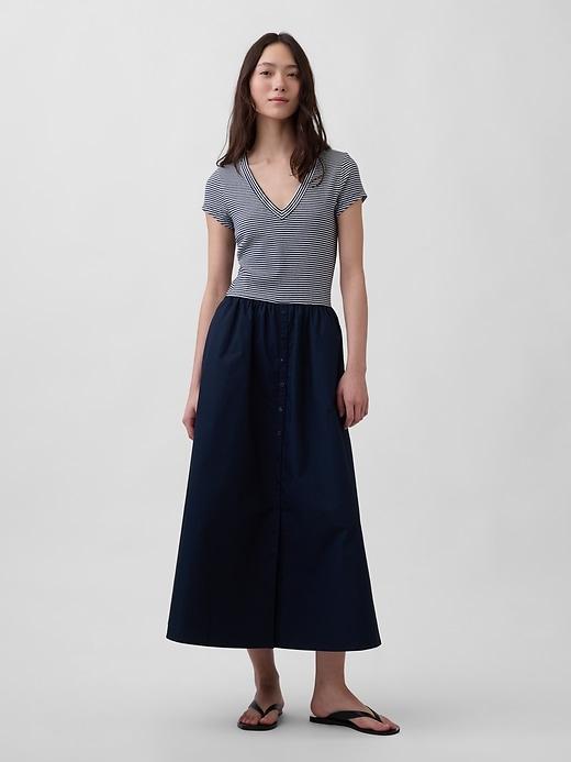 modern mixed media maxi dress