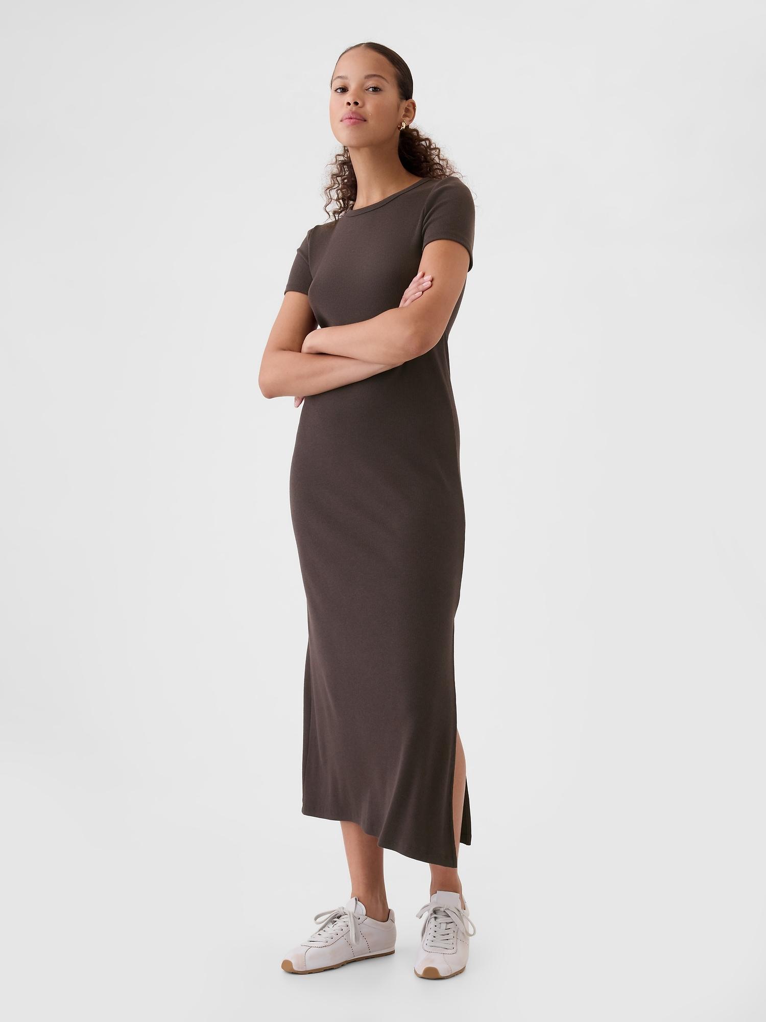 modern rib maxi t-shirt dress