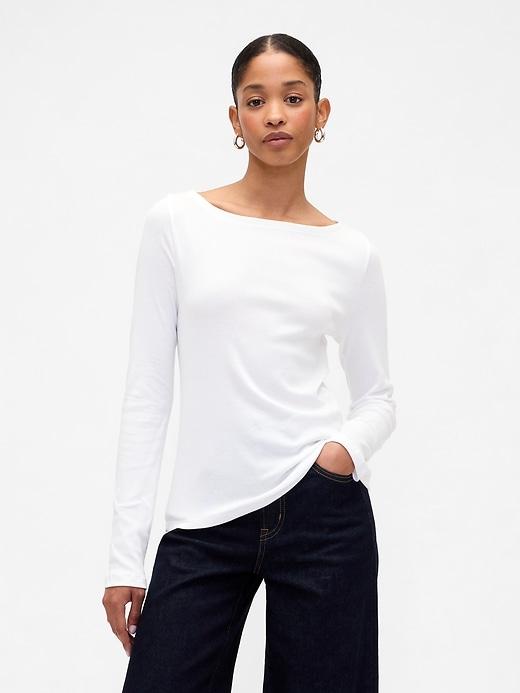 modern ribbed boatneck t-shirt