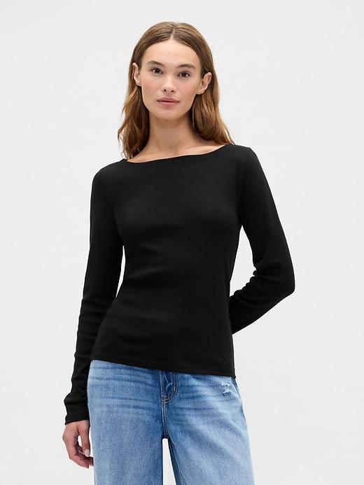 modern ribbed boatneck t-shirt