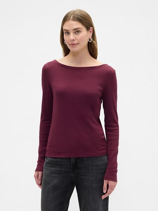 modern ribbed boatneck t-shirt
