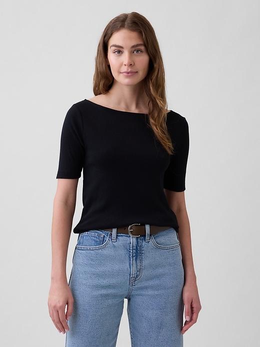 modern ribbed boatneck t-shirt