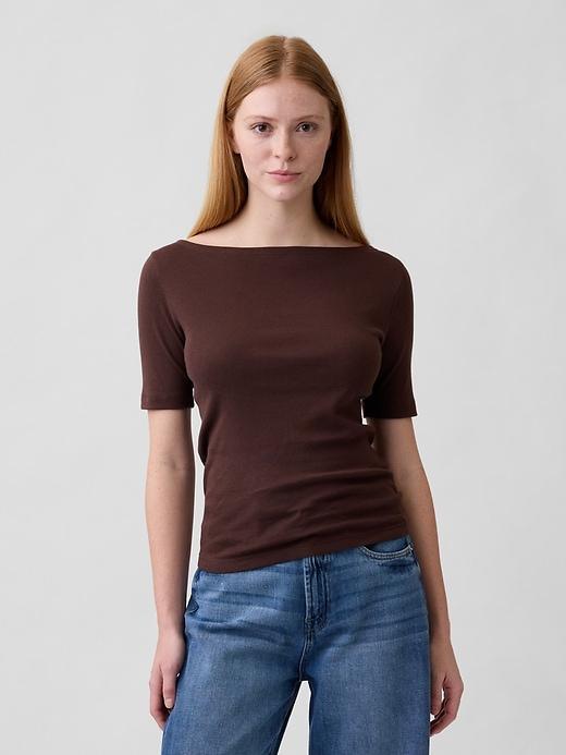 modern ribbed boatneck t-shirt