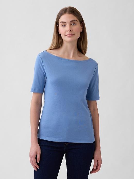 modern ribbed boatneck t-shirt