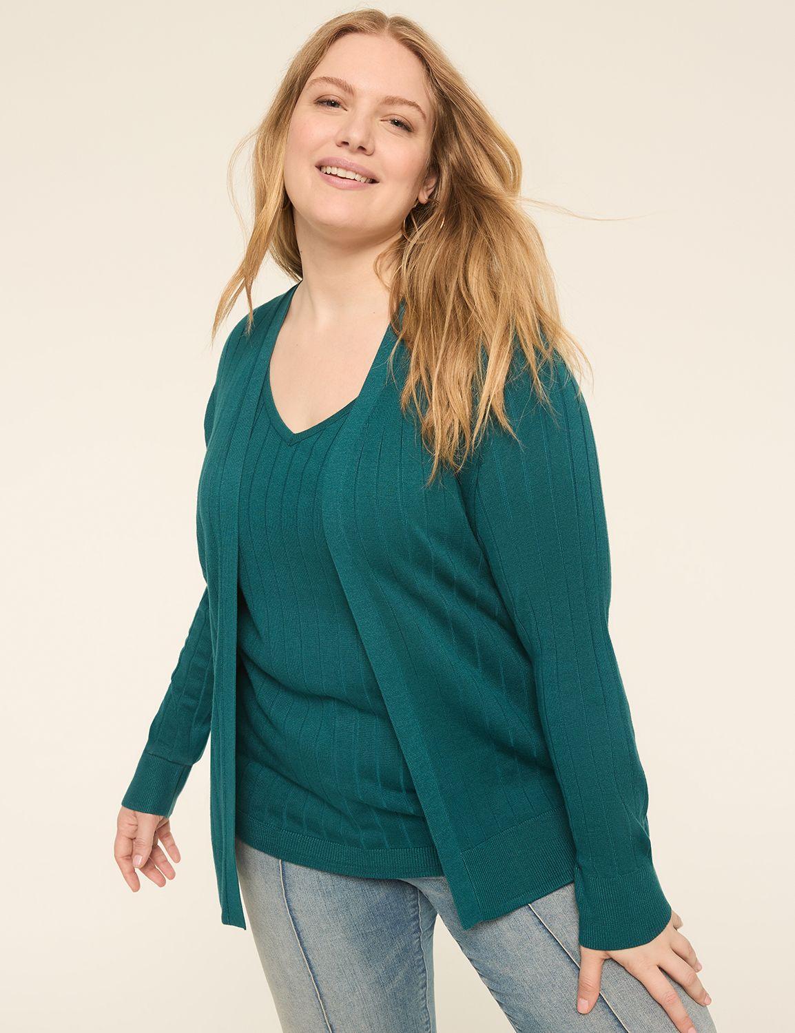 modern ribbed long-sleeve open-front cardigan