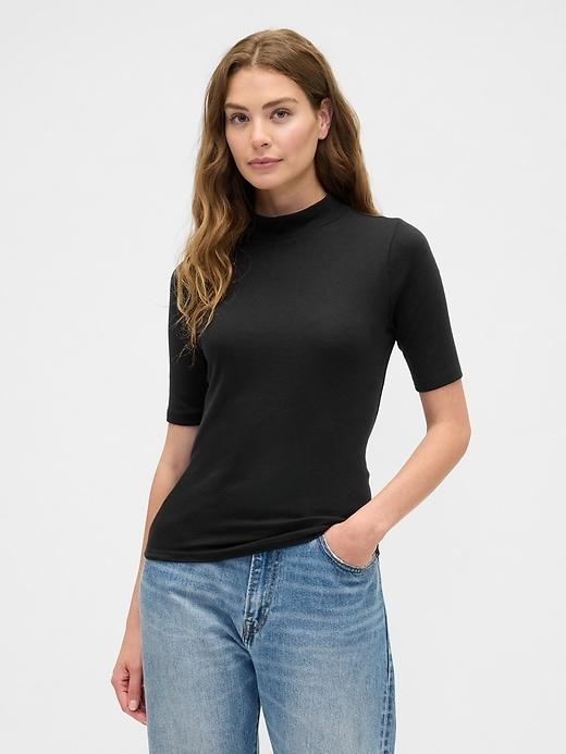 modern ribbed mockneck t-shirt