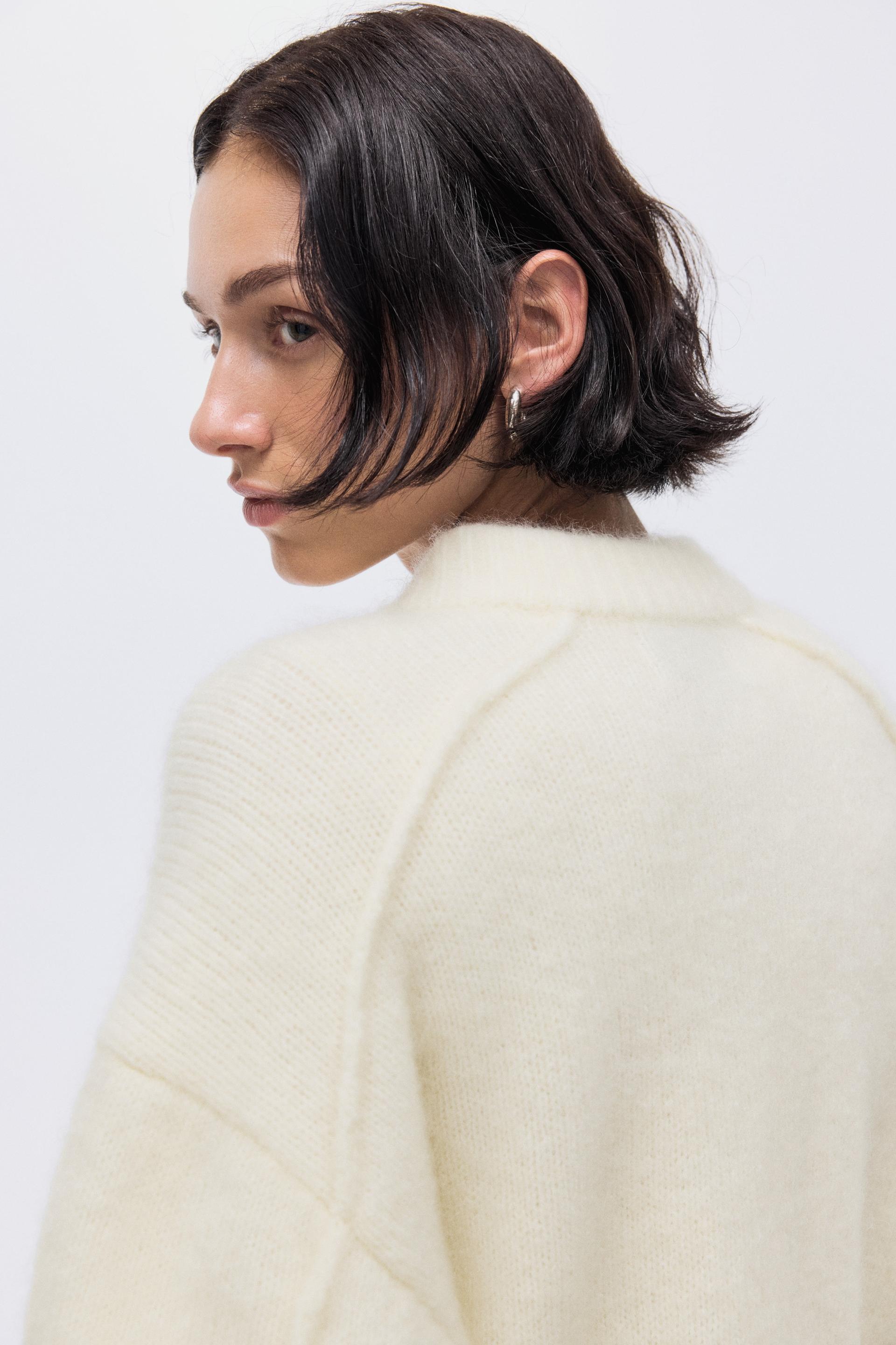 mohair-blend cardigan with zipper