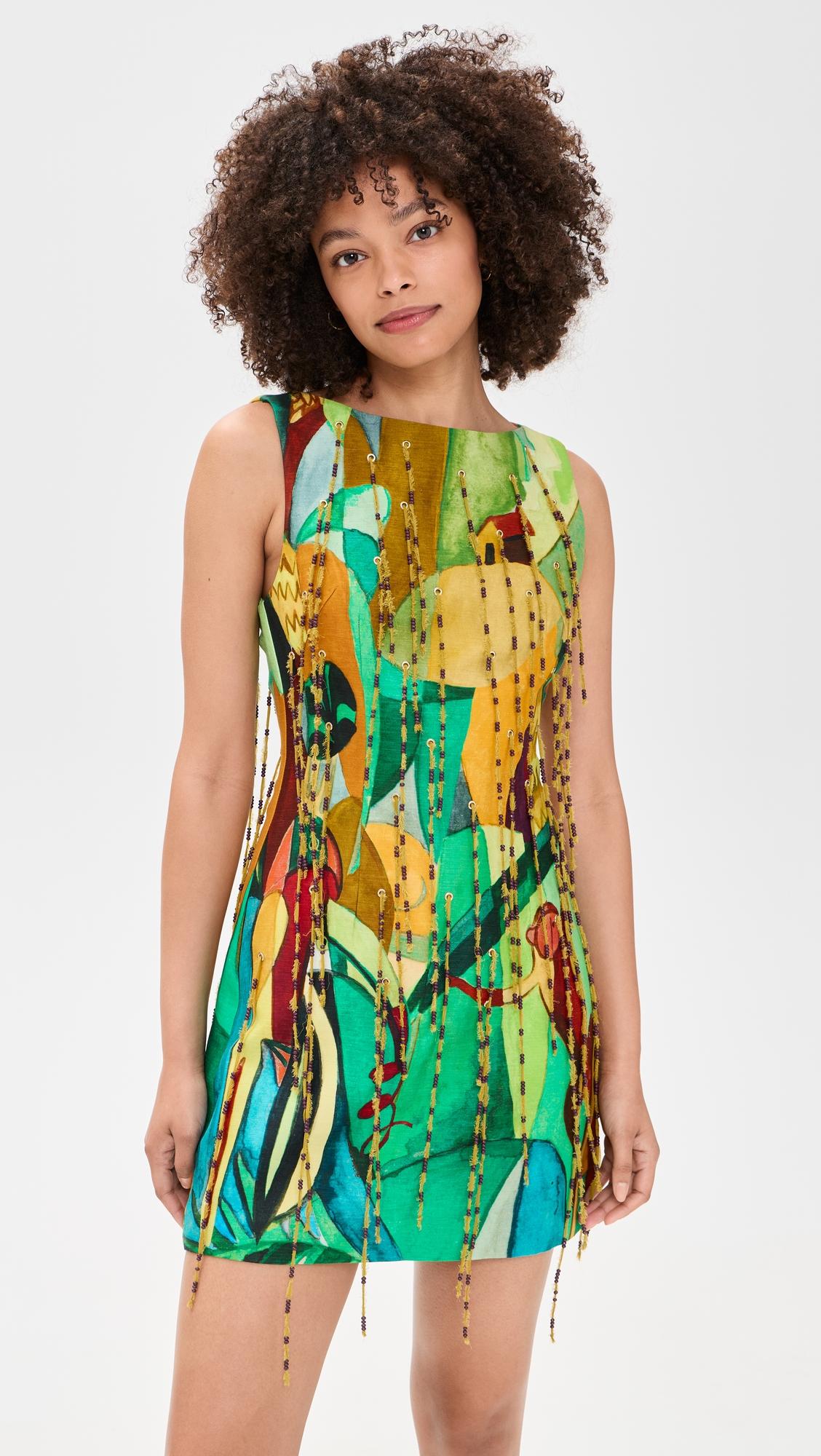 mokshini beaded fringe mini dress