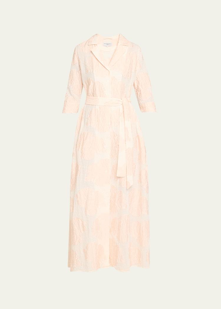 molly applique seersucker maxi shirtdress