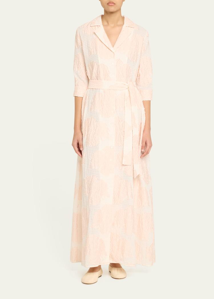 molly applique seersucker maxi shirtdress
