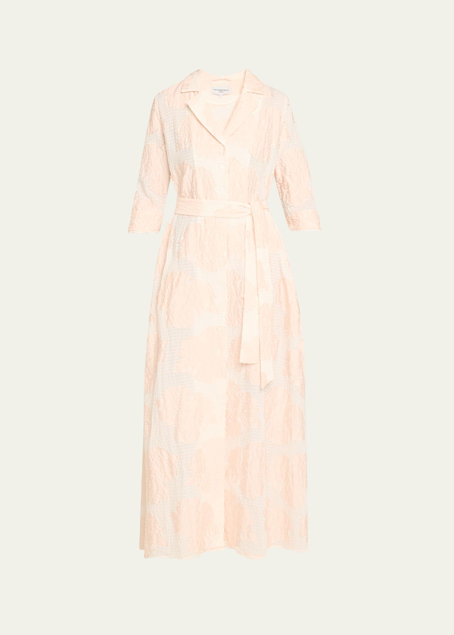 molly applique seersucker maxi shirtdress