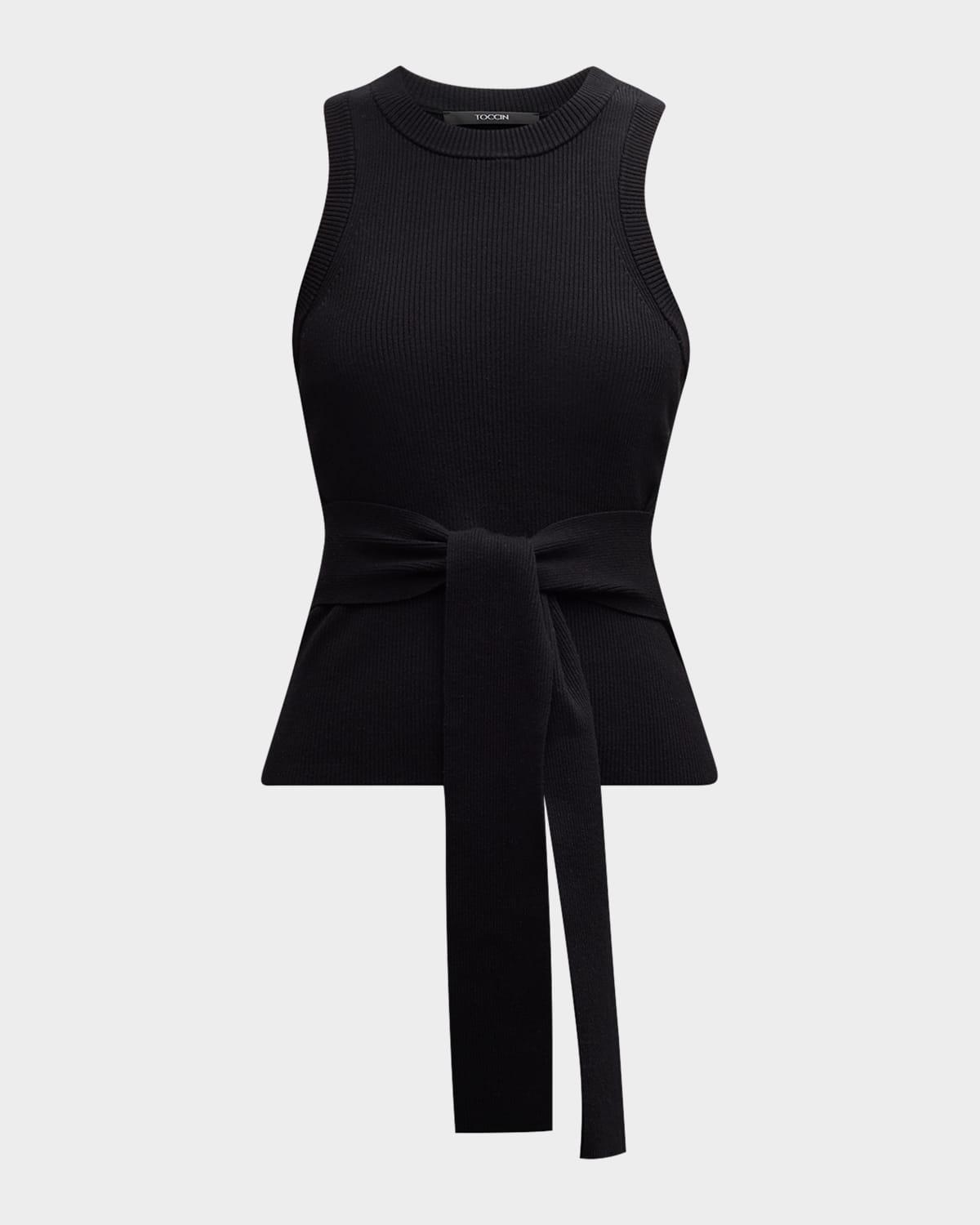 molly sleeveless racerback tie-front top