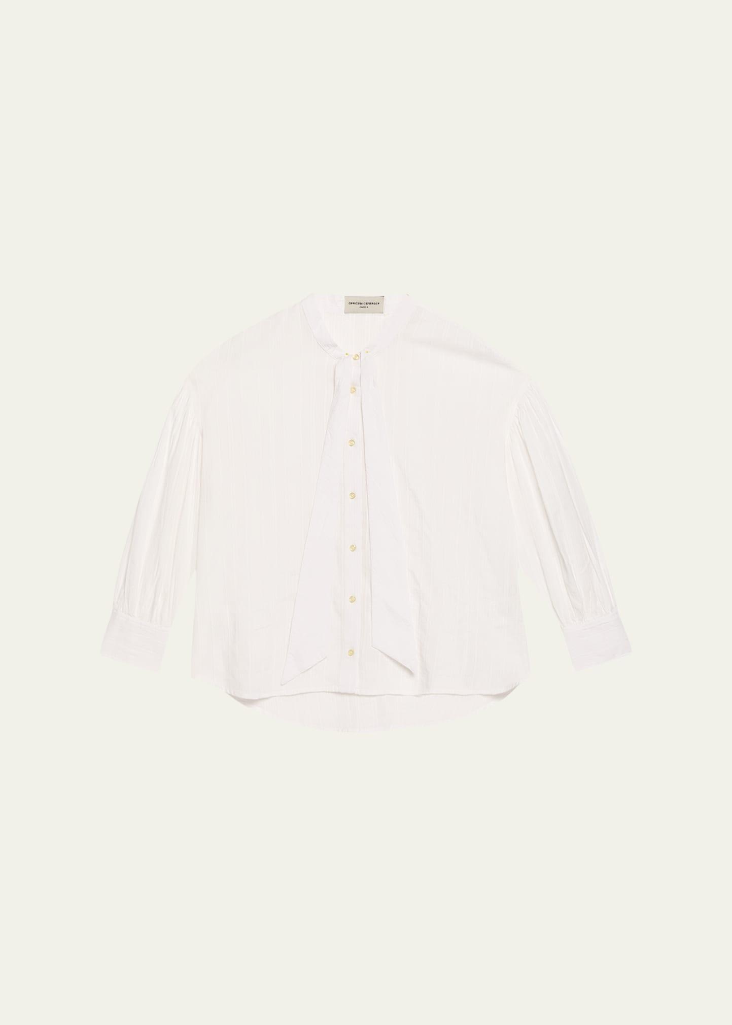 molly tie-neck textured stripe top