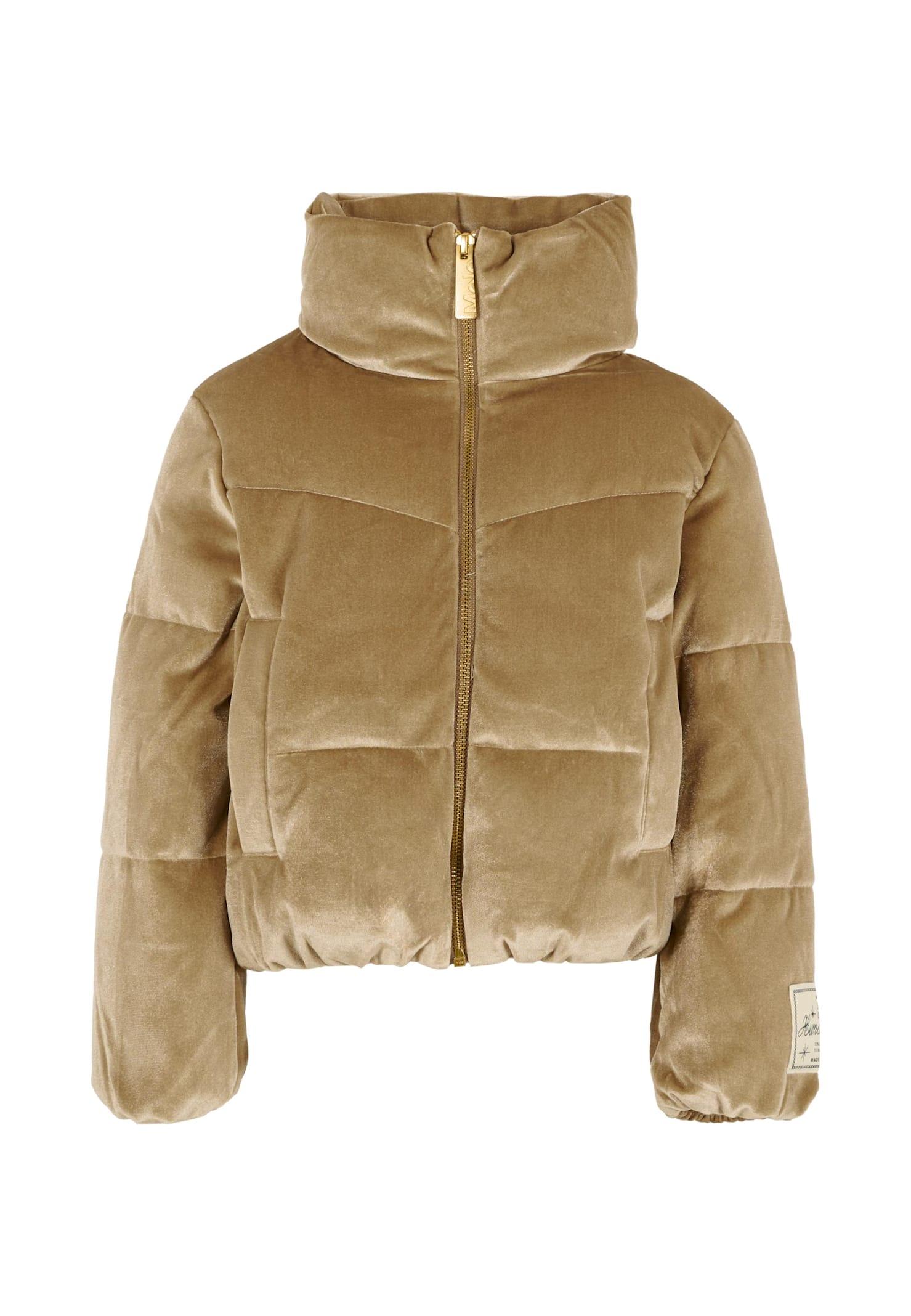 molo beige down jacket for girl with patch