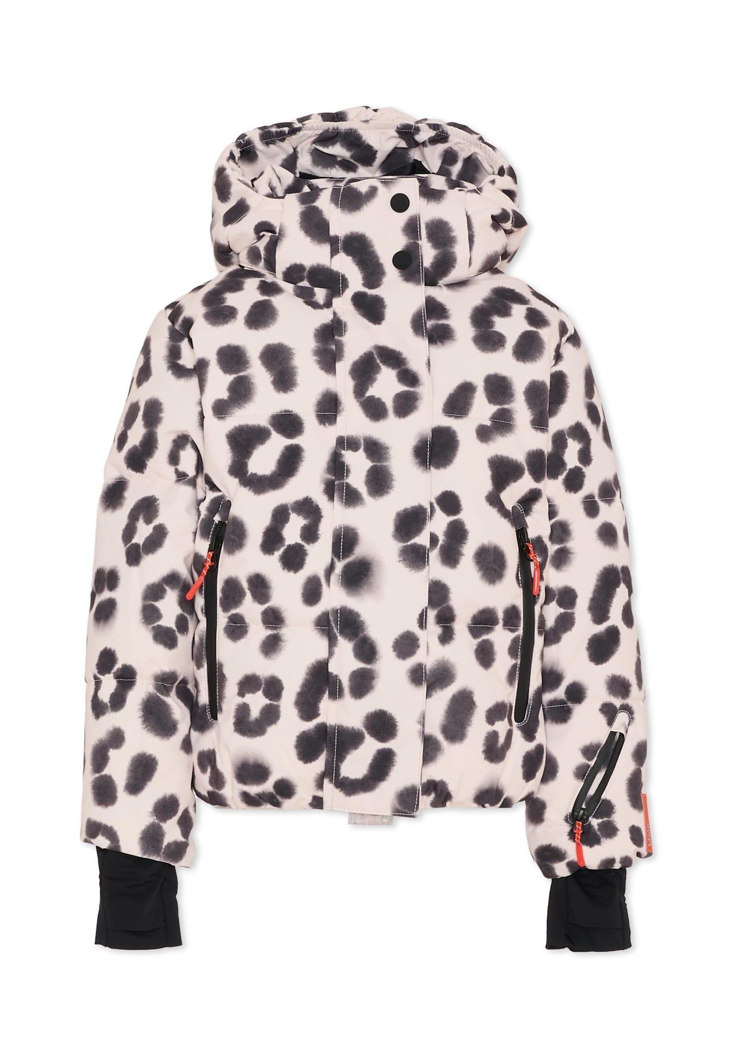 molo beige down snow jacket for girl with print
