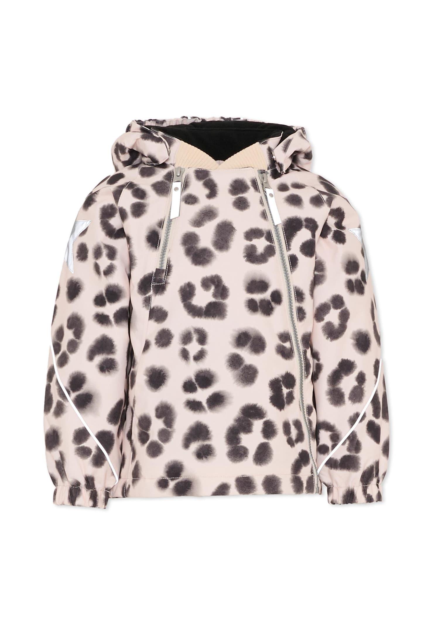 molo beige down snow jacket for girl with print