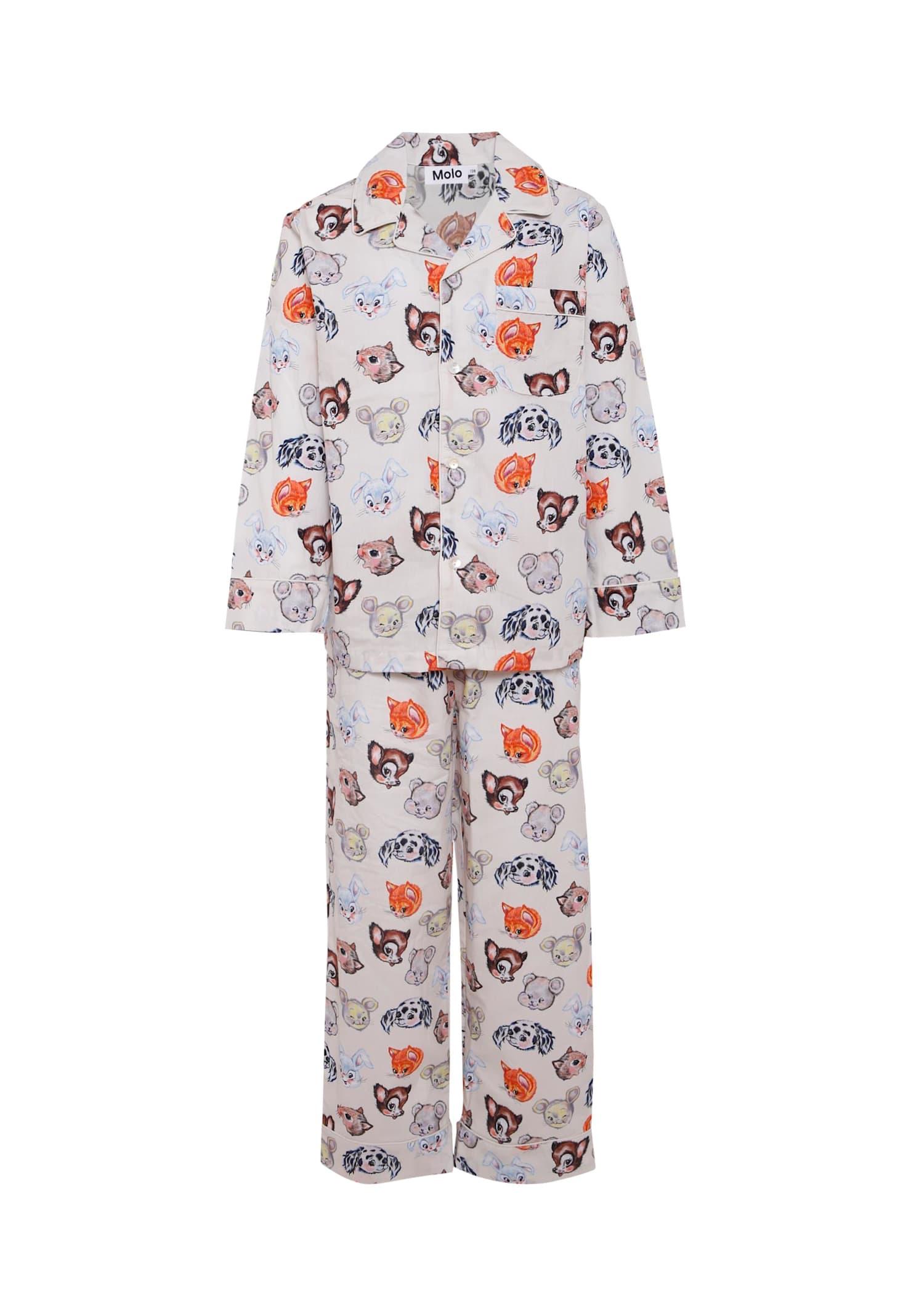molo beige pyjamas for girl with animal