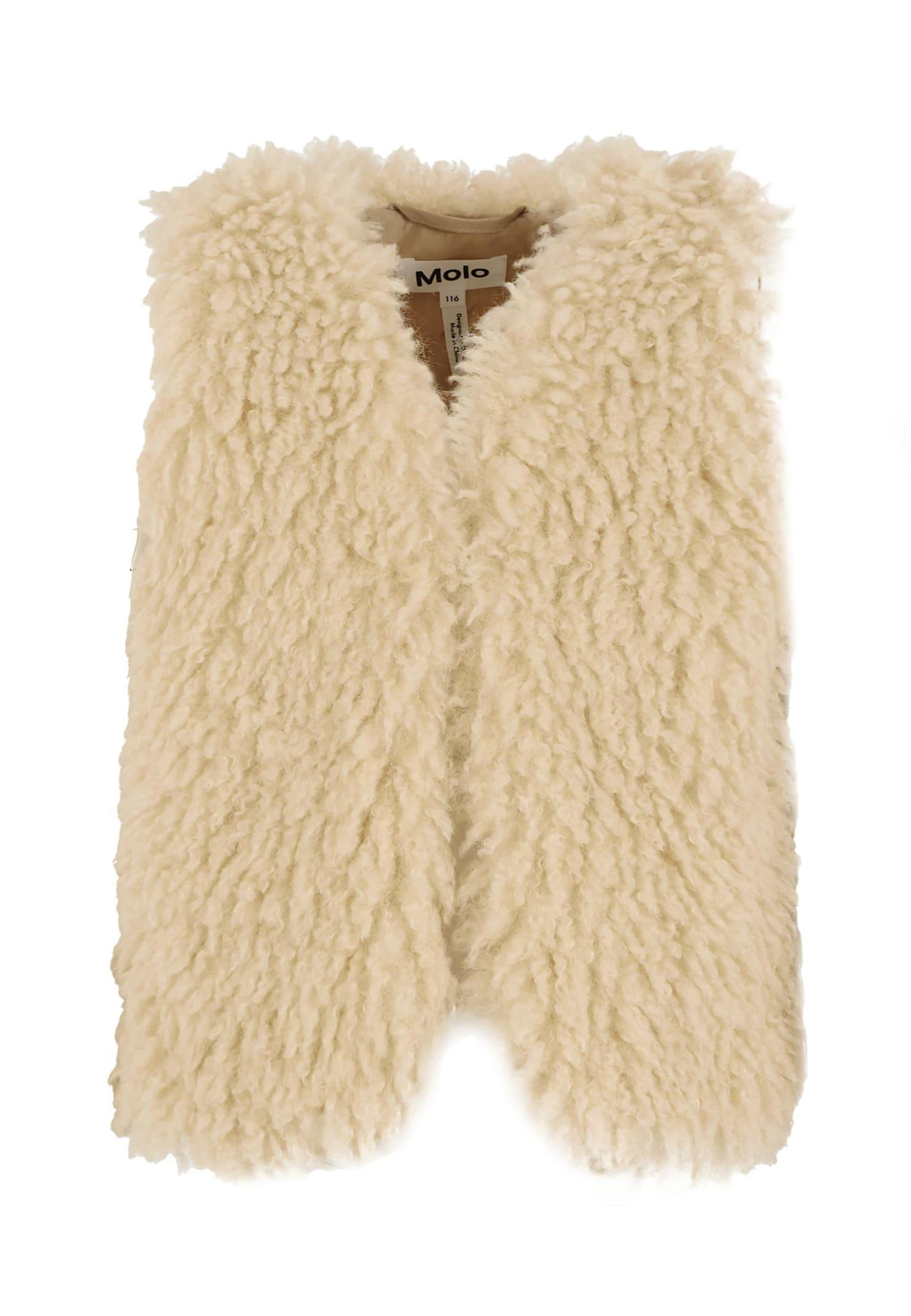 molo beige vest for girl with logo