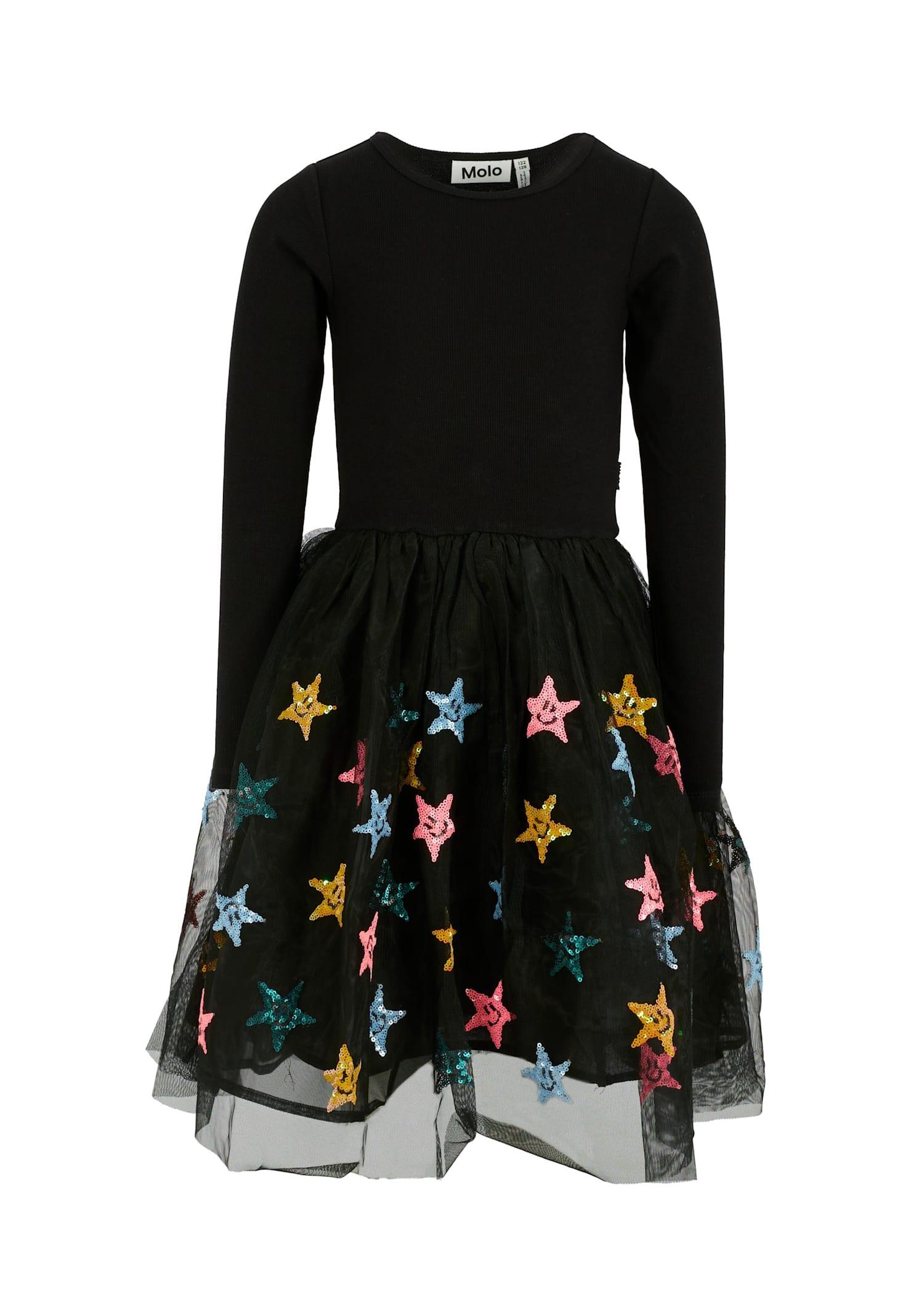 molo black dress for girl with stars