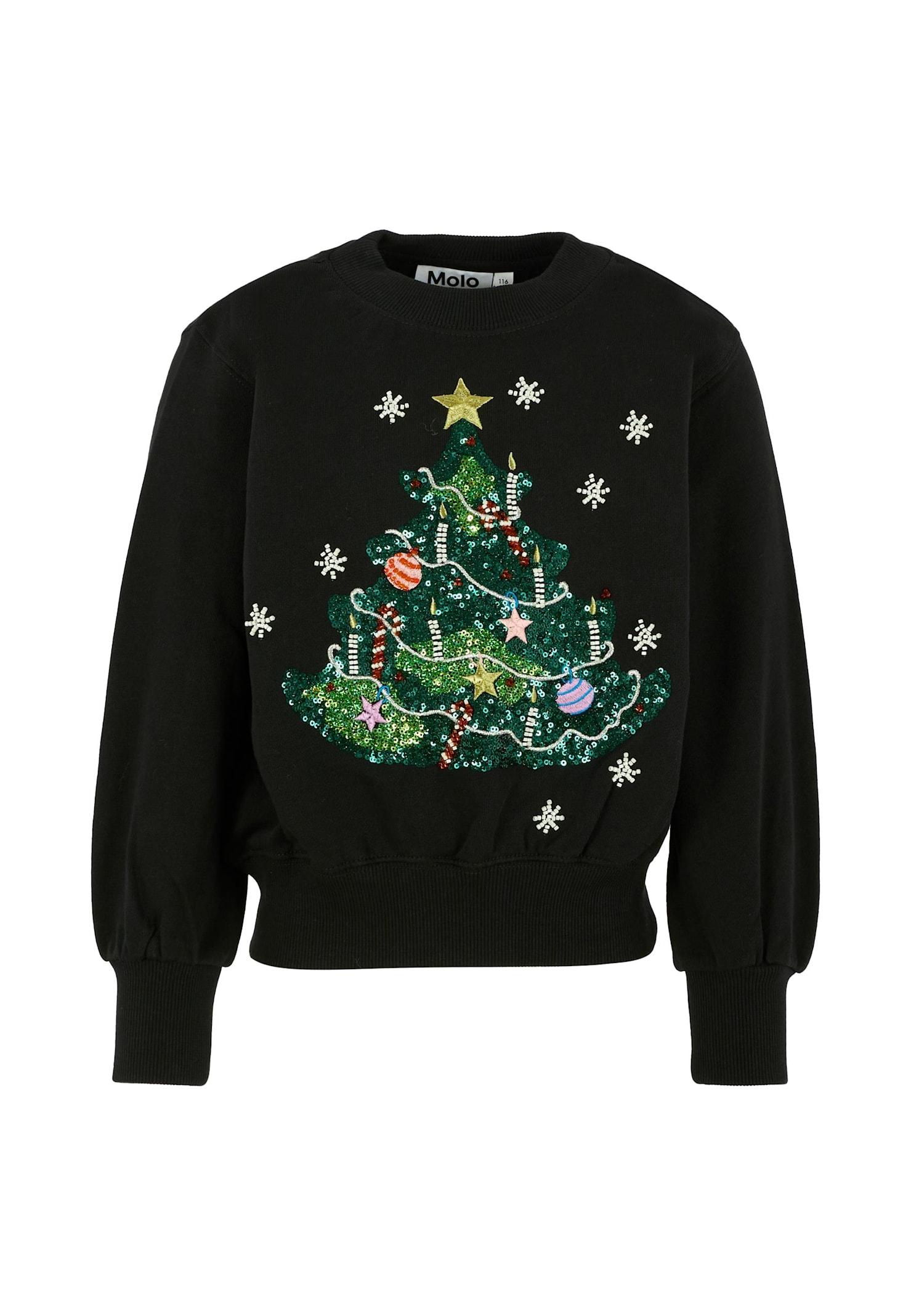 molo black sweatshirt for girl with christmas tree