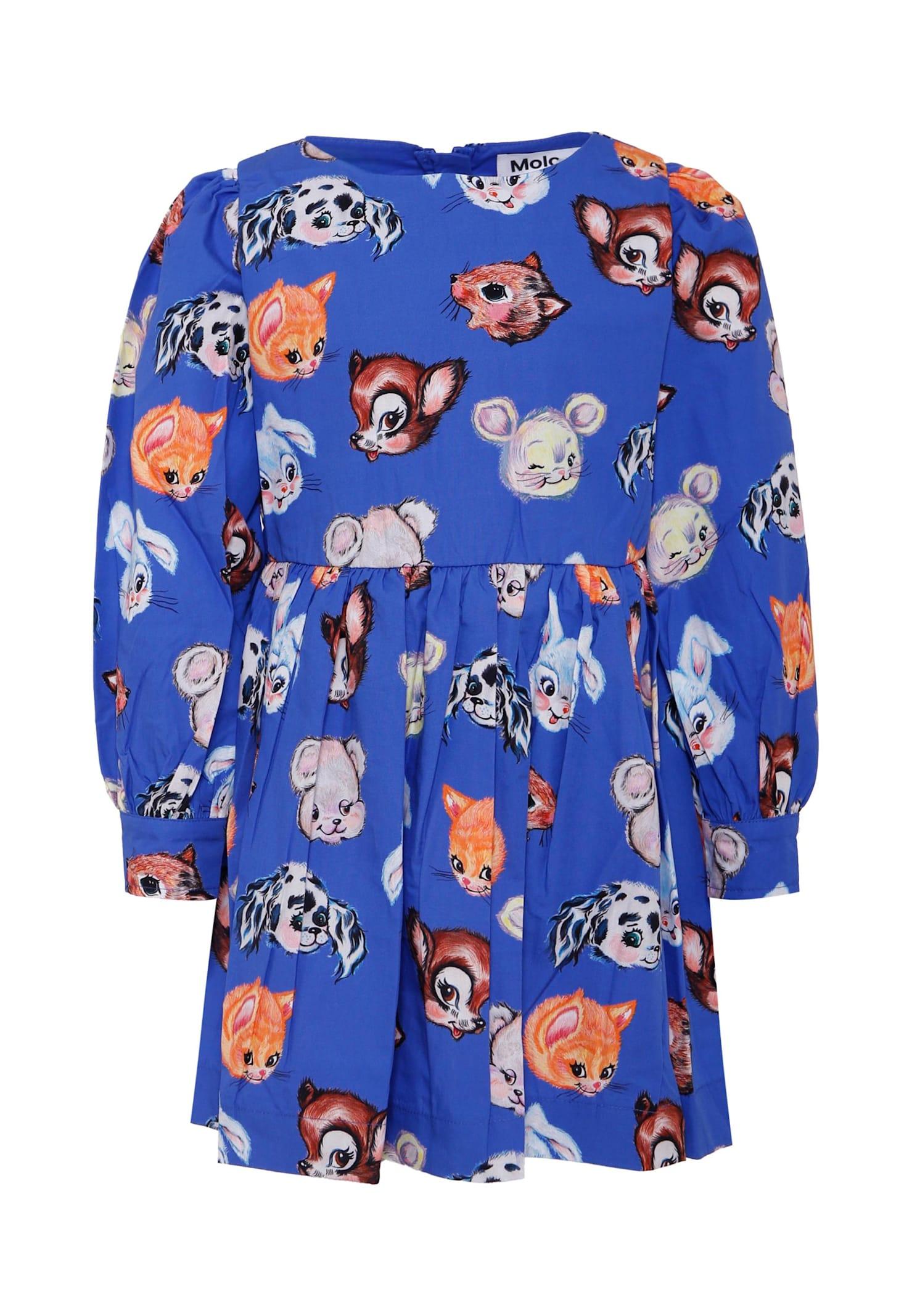 molo blue dress for girl with animal