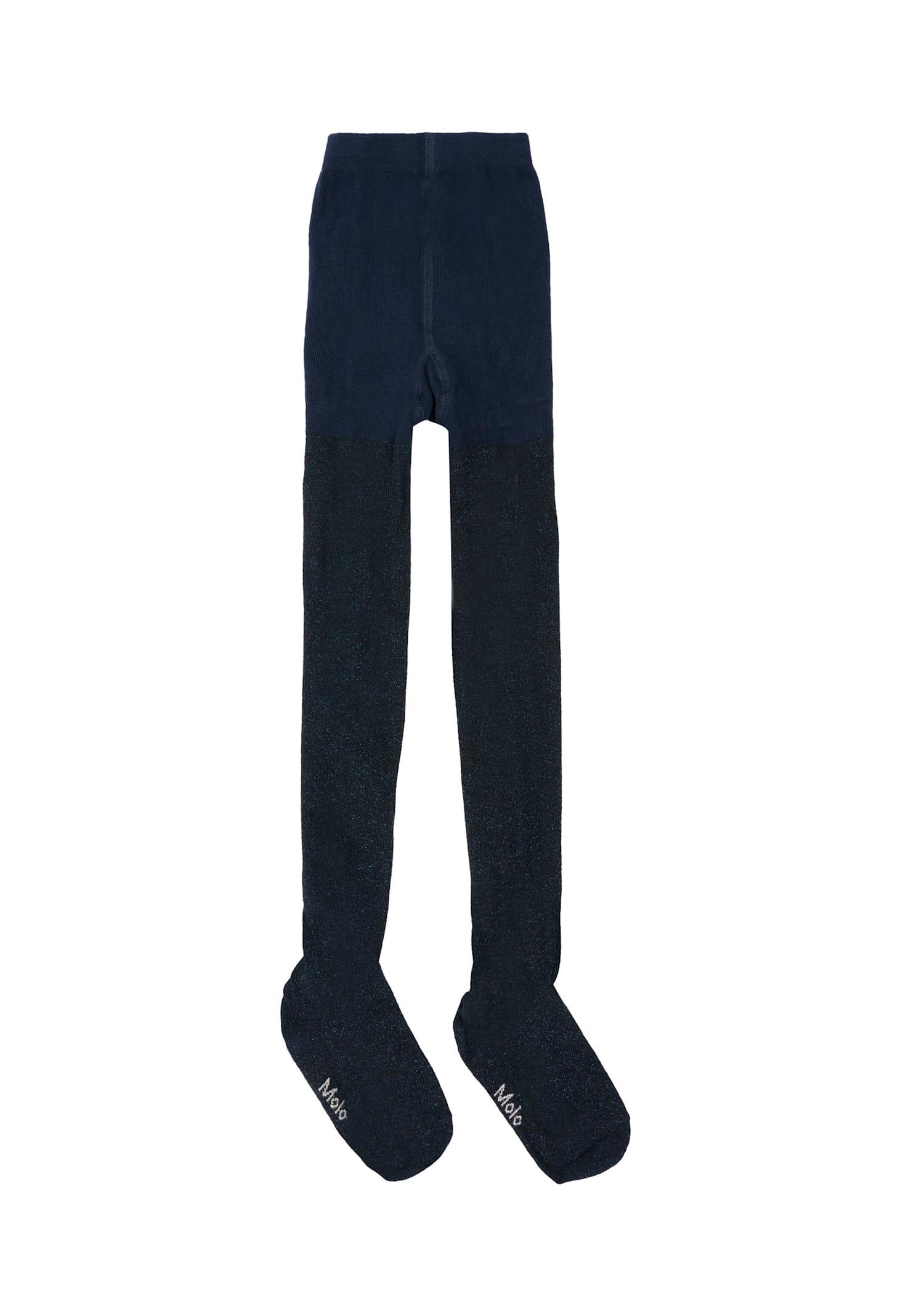 molo blue tights for girl with lurex