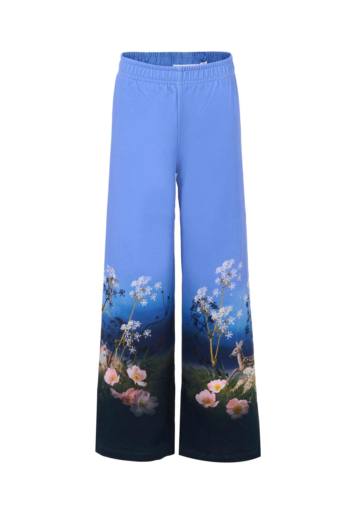 molo blue trousers for girl with flowers