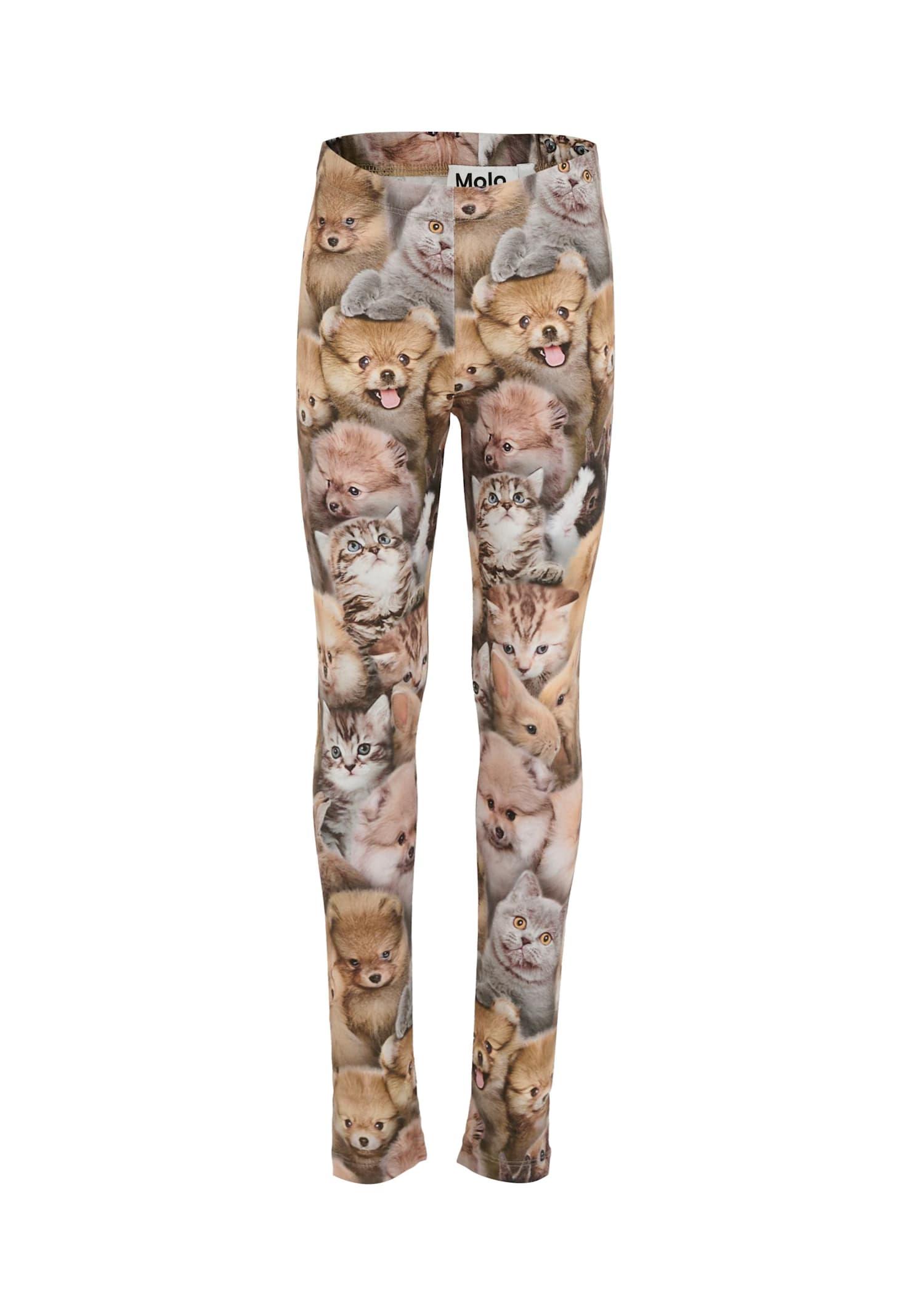 molo brown leggings for girl with animals