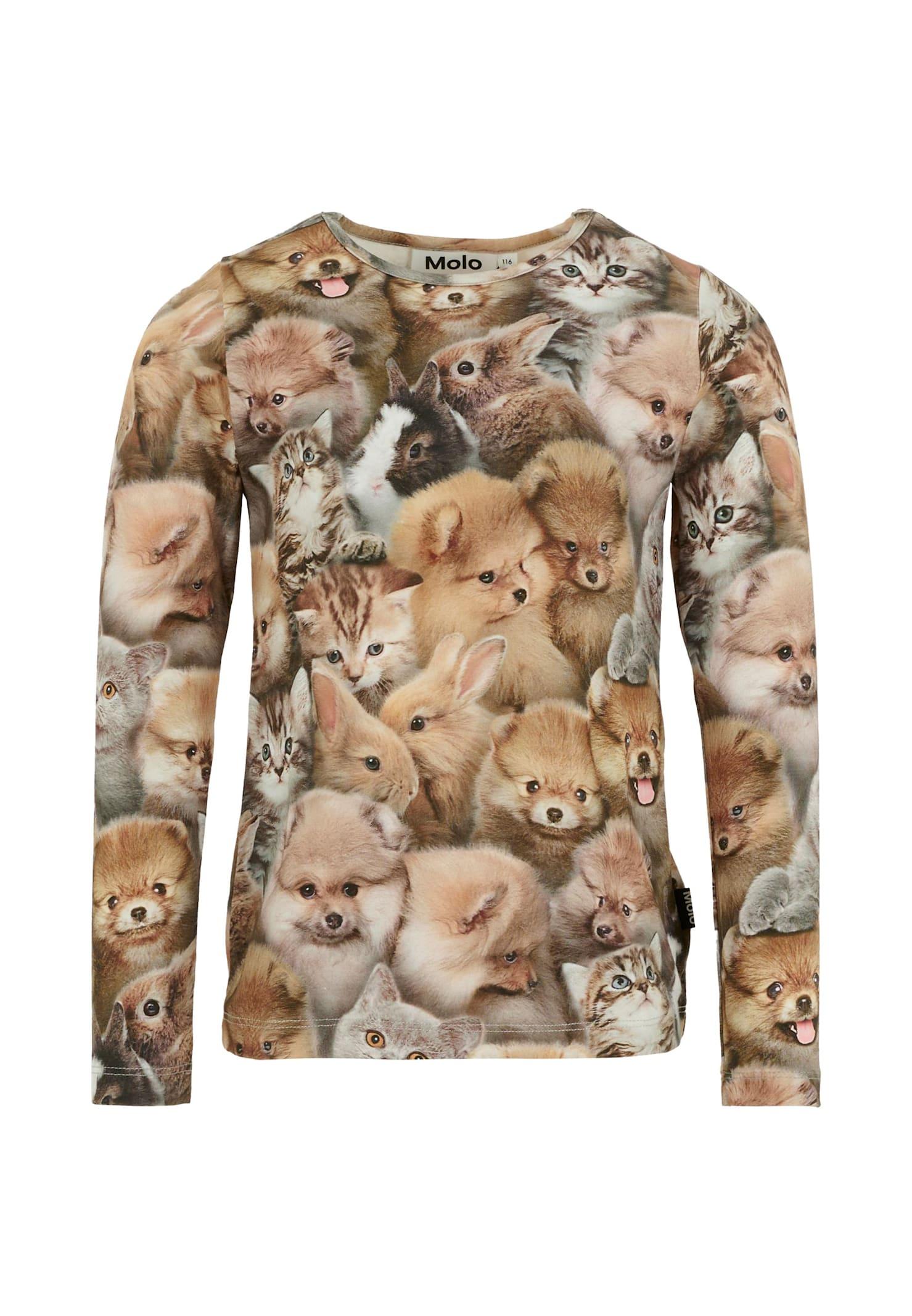 molo brown t-shirt for girl with animals