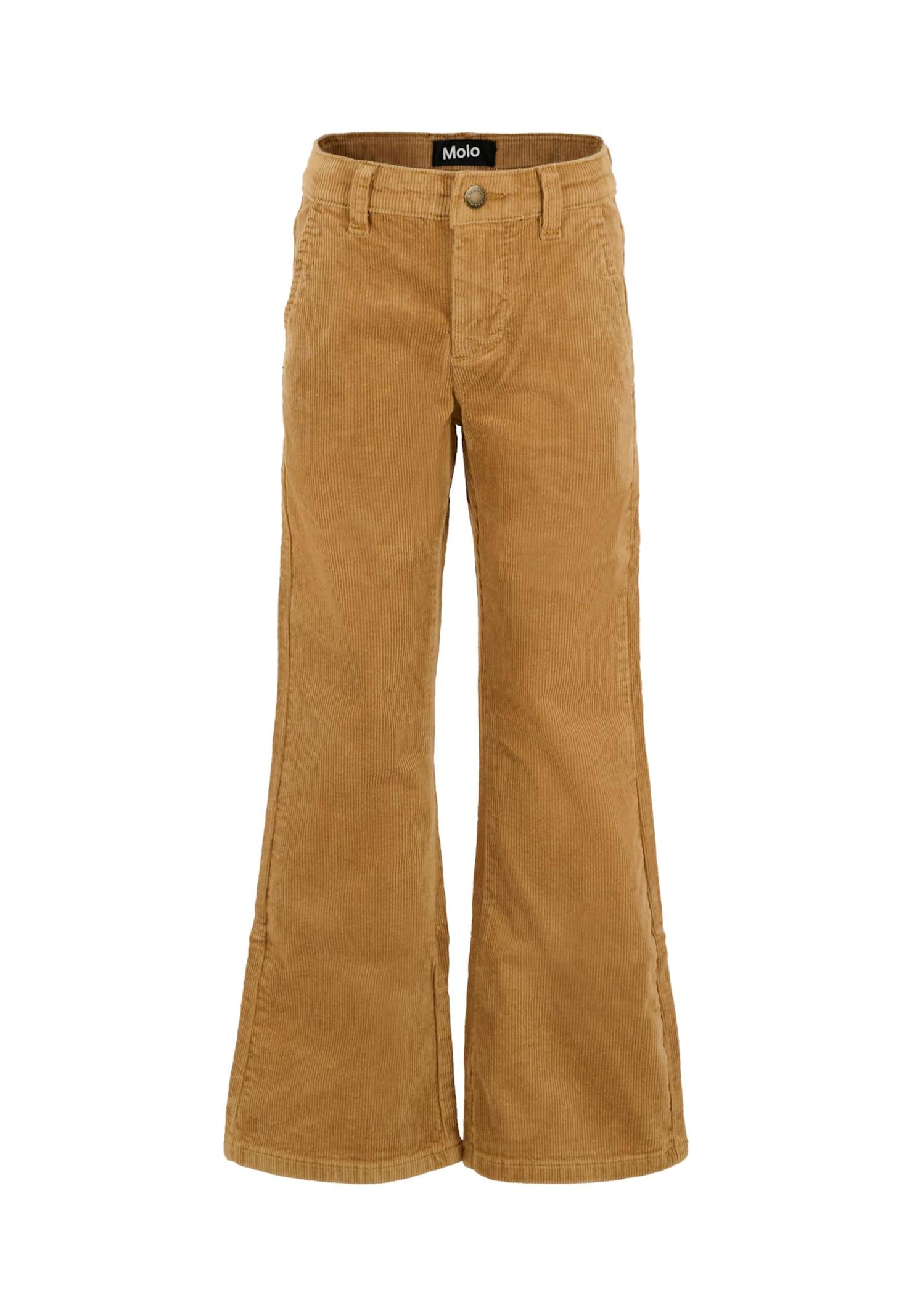 molo brown trousers for girl with logo