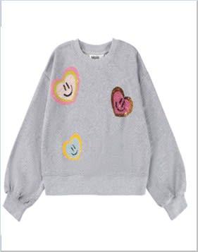 molo grey sweatshirt for girl with hearts