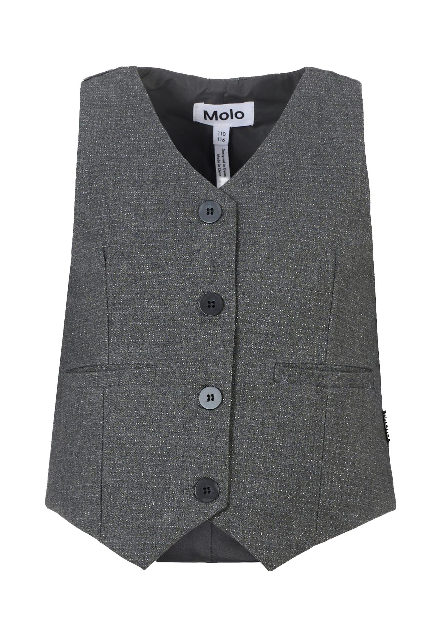 molo grey waistcoat for girl with lurex