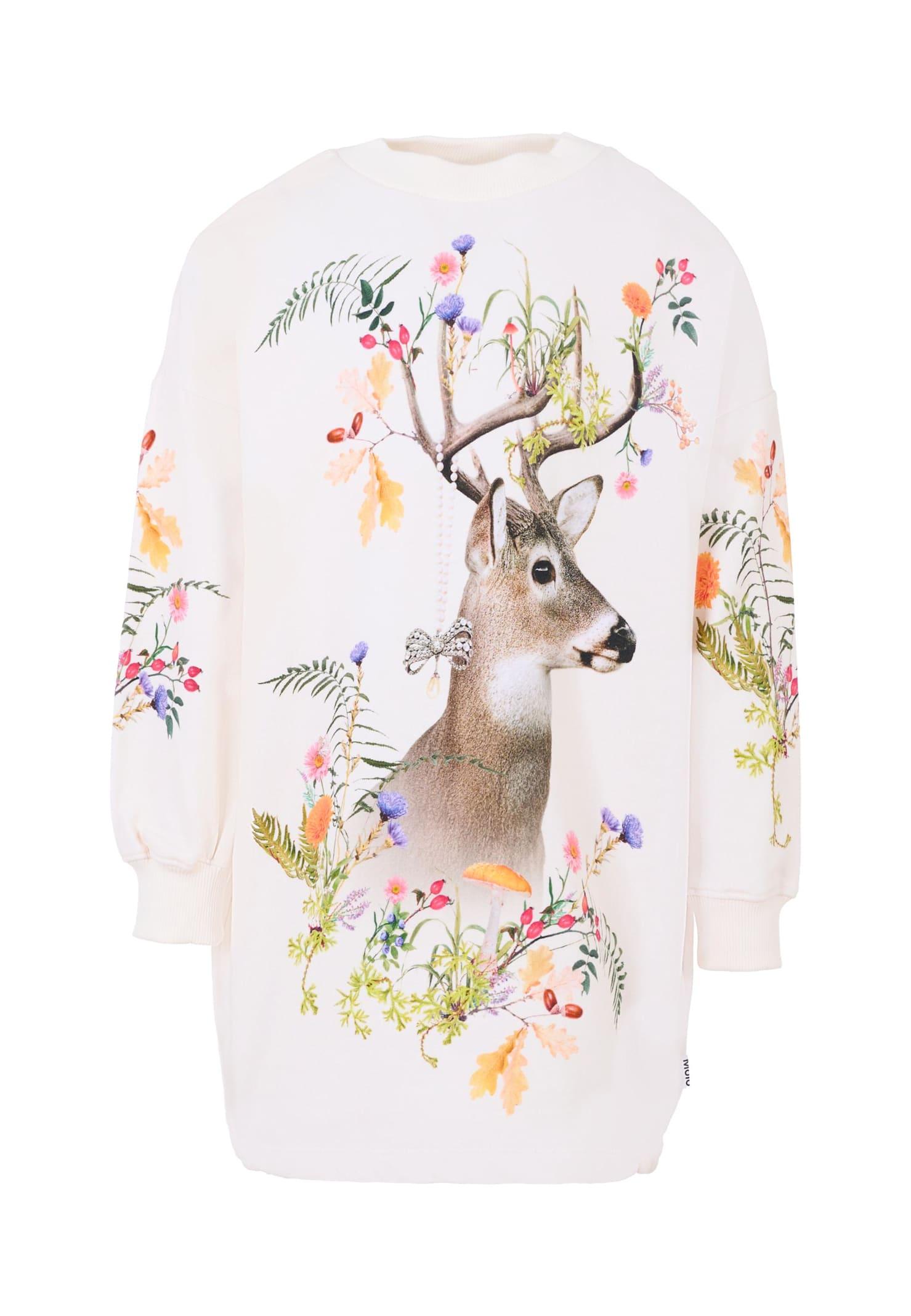 molo ivory dress for girl with deer