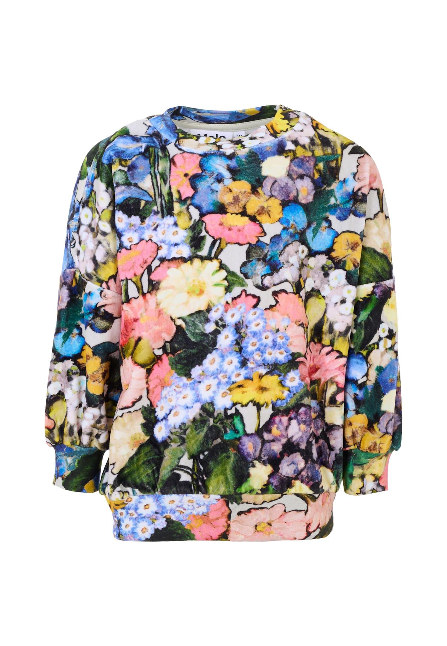 molo multicolor sweatshirt for girl with flowers
