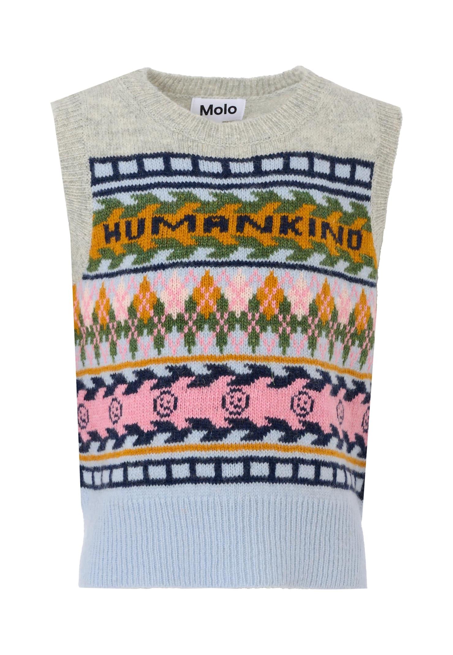molo multicolor vest sweater for girl with jacquard pattern