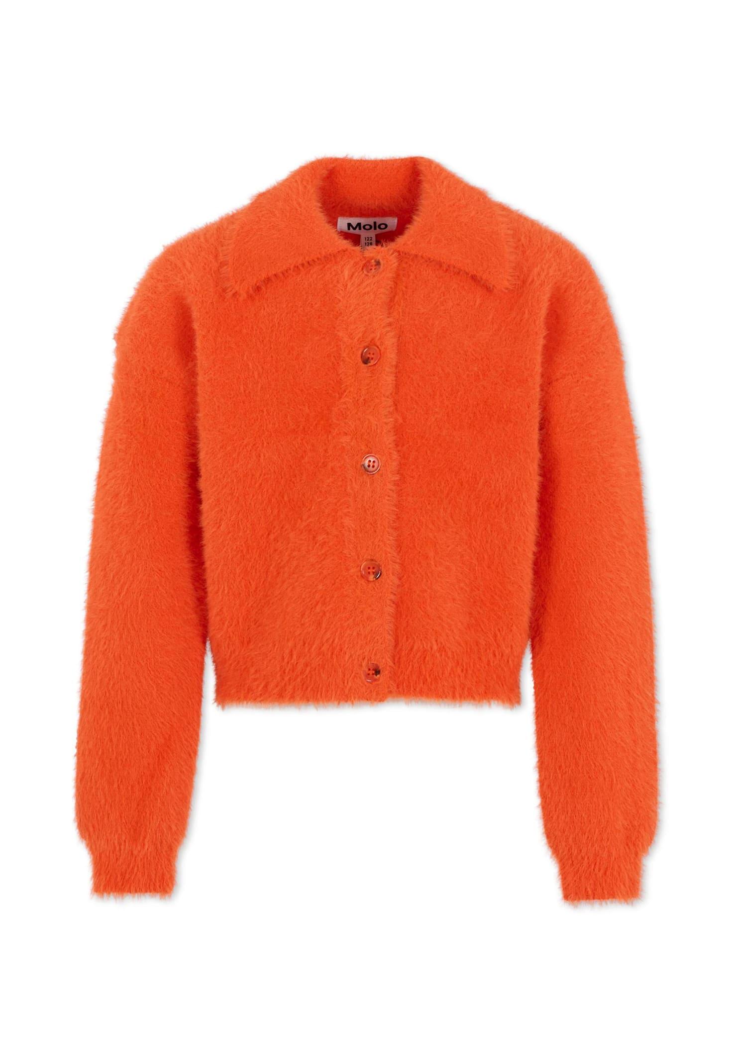 molo orange cardigan for girl with logo