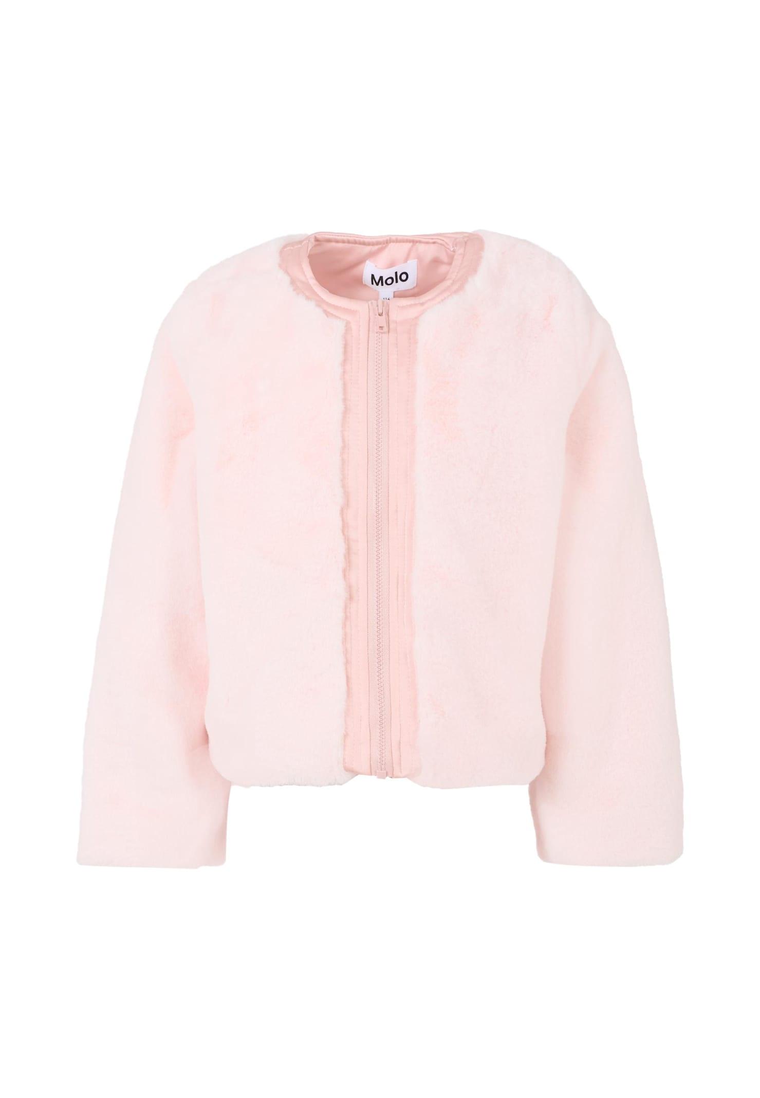 molo pink faux fur coat for girl