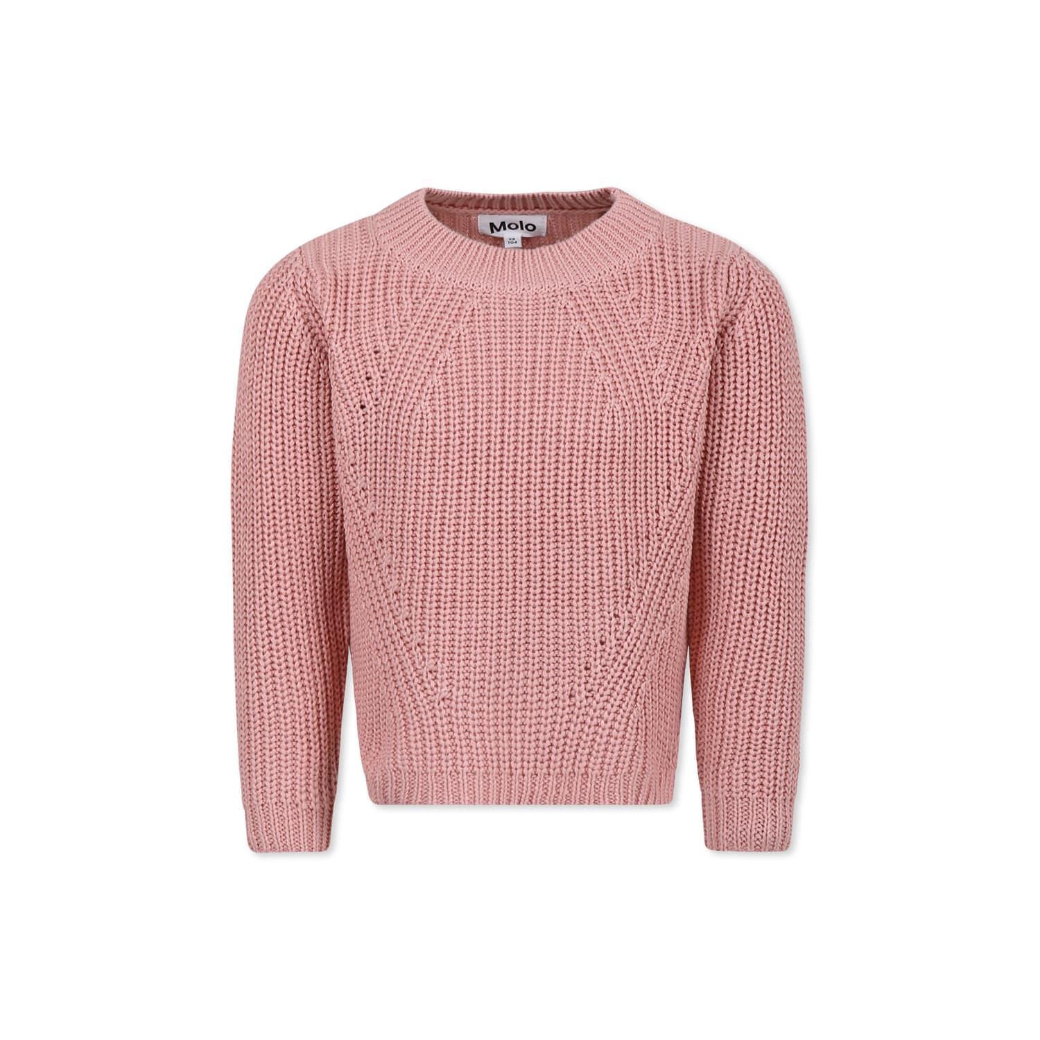 molo pink sweater pour fille avec logo