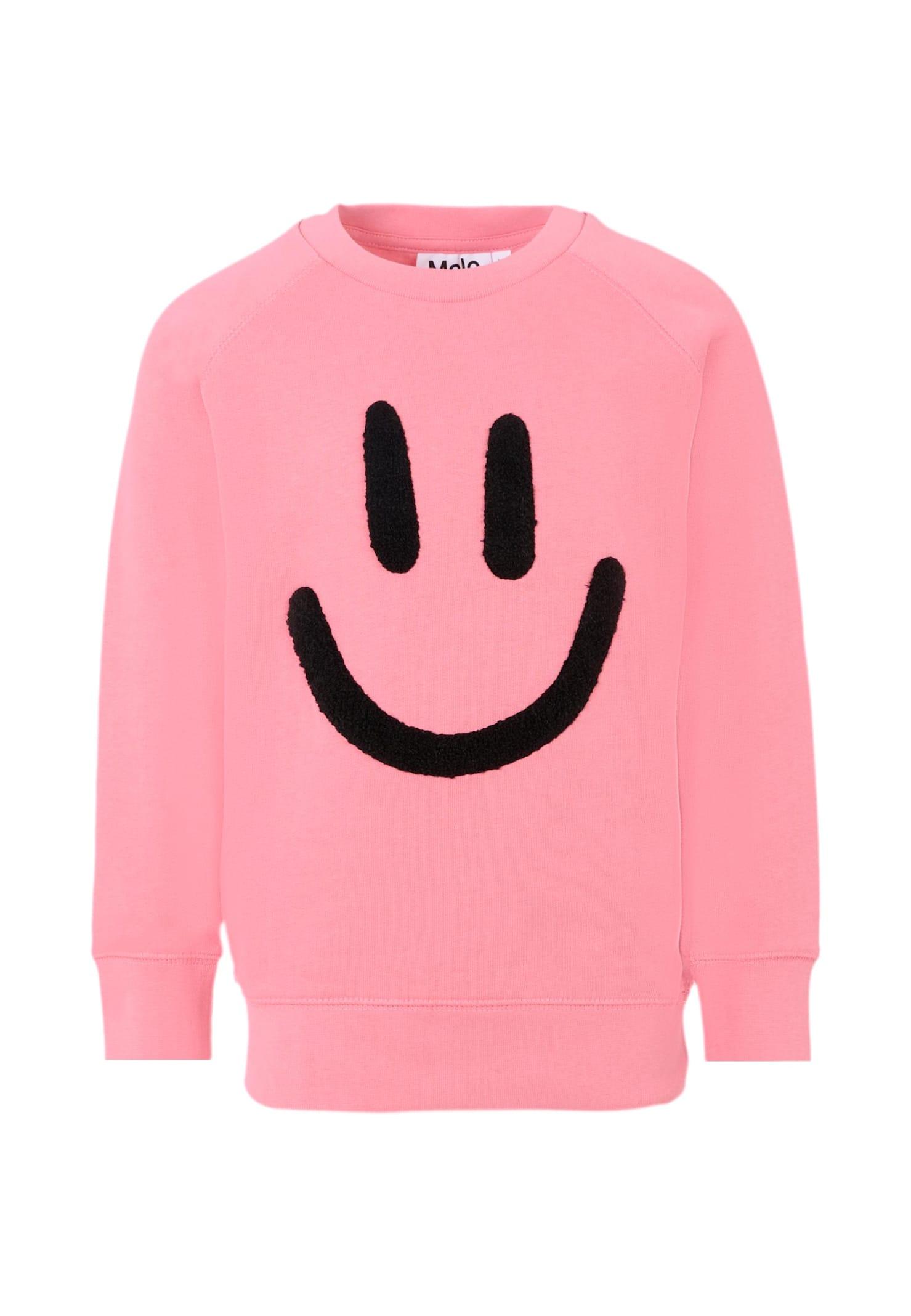 molo pink sweatshirt for girl with smiley