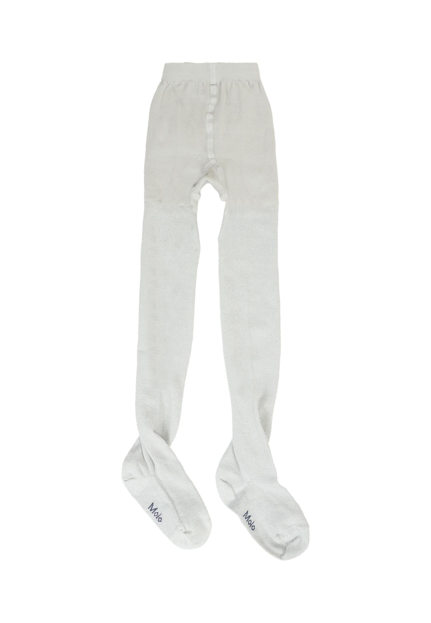 molo silver tights for girl with lurex