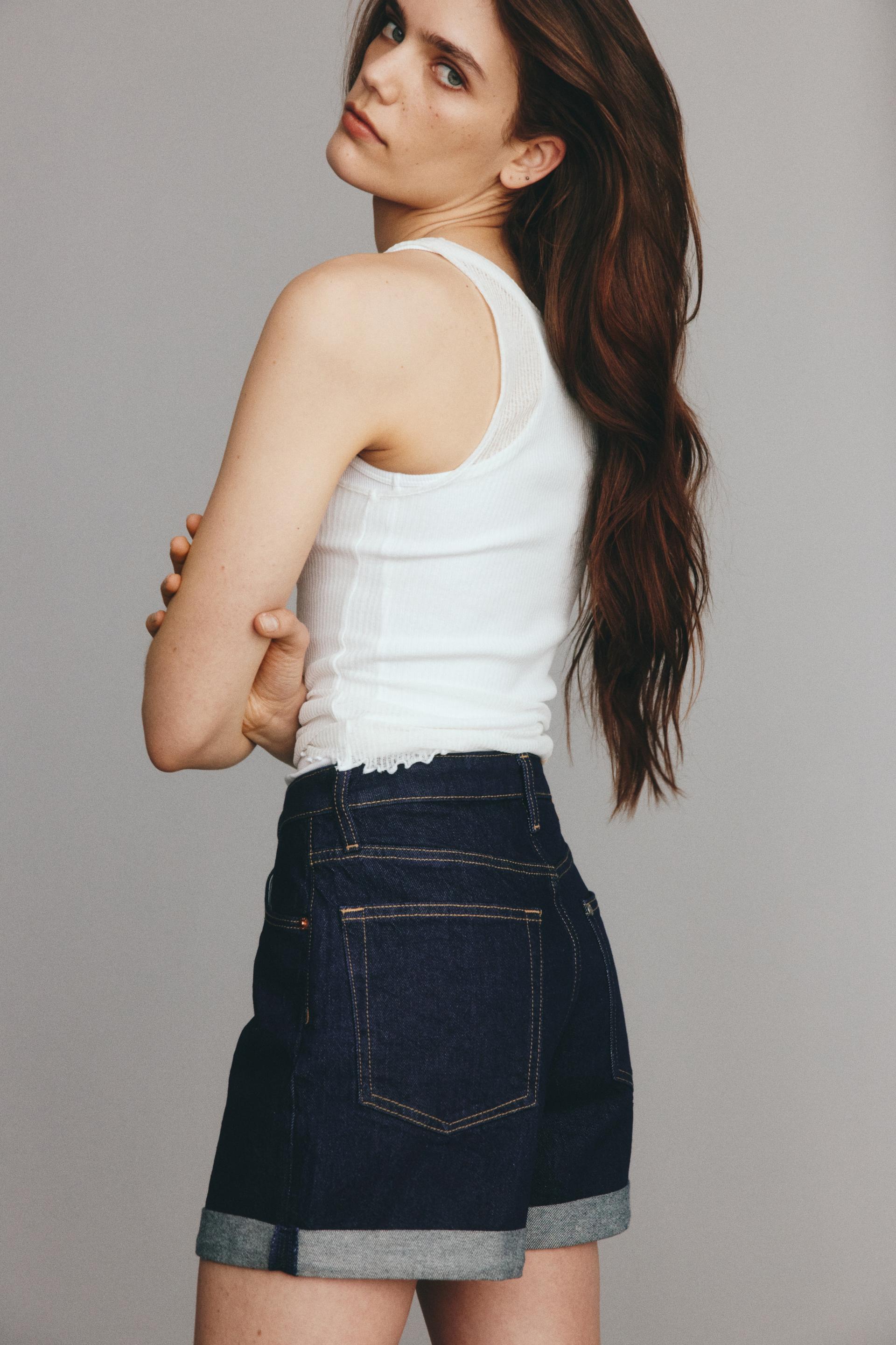 mom ultra high denim shorts